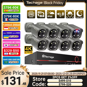 Système de caméra de sécurité Techage 4K Ultra HD 8MP POE NVR Audio bidirectionnel Détection de visage Vision nocturne couleur Ensemble de vidéosurveillance CCTV - Product Image 2