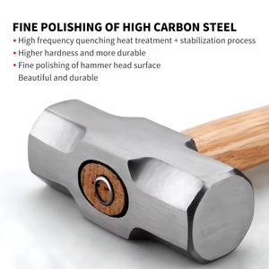 Marteau de maçonnerie robuste à tête octogonale carrée en acier forgé, avec manche en bois, 2LB 4LB 6LB, 1 pièce - Product Image 3