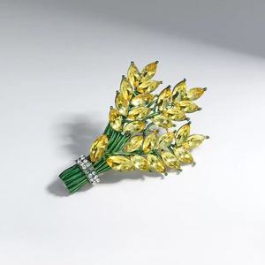 Broche populaire en strass motif épi de blé, plaqué or, en alliage, design personnalisé, accessoires de corsage pour femme, pour mariage et fiançailles - Product Image 1