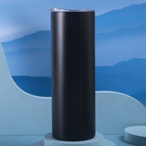 Gobelet isotherme droit et fin en acier inoxydable de 20 oz avec couvercle, personnalisable avec logo, par sublimation et à paillettes - Product Image 4