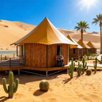 Tente de glamping personnalisée MeiSu ZP030 pour l'extérieur, quatre saisons, structure en acier, chambre double, tente de désert pour hôtel, tissu PVDF, résistance au vent 100 km/h