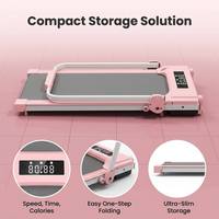 Tapis de course pliable rose en gros pour la maison, équipement de fitness portable, moteur électrique 1,5 CV, écran LED, inclinaison manuelle