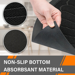 Alfombrilla de bienvenida absorbente de medio círculo negro, alfombrillas de entrada de goma para exteriores, alfombrilla para puerta de trampero de suciedad para patas fangosas - Product Image 3