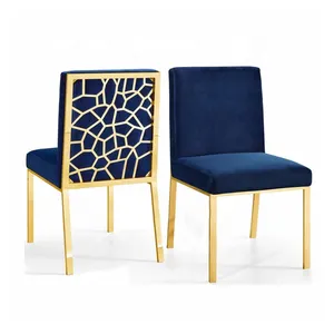 Cadeira de jantar luxuosa de aço, cadeira de jantar de luxo moderna e minimalista, com assento de veludo