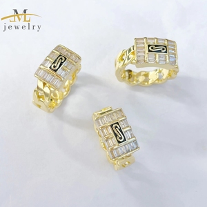 Оптовое кольцо JML из позолоченного 14-каратного золота с кубическим цирконием, модное, высококачественное, в стиле хип-хоп, европейское и американское, модель «Монако» - Product Image 1