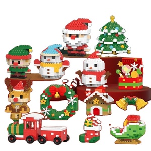 <b>Mini</b> <b>Christmas</b> Train Bell Decoration Kids Gift Puzzle Assembling Plastic Blocks Toys Featuring Santa Claus Elk Snowman Lights - Product Image 1