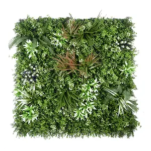 Green plants artificial grass wall with flowers home Hedge wall artificial plant plastic vertical green wall For garden decor