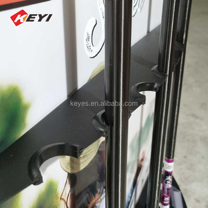 Estante de exhibición de caña de pescar de madera y metal personalizado con impresión gráfica para tiendas de aparejos de pesca - Product Image 4