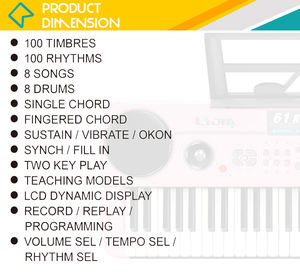 Clavier de piano électronique pour enfants, 61 touches, avec pupitre <span class=keywords><strong>et</strong></span> microphone - Product Image 3