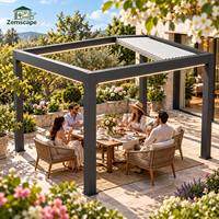 Pergola moderne pliable avec toit rétractable et éclairage LED intégré pour terrasse de villa, salle à manger et salons de jardin