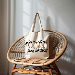 Halloween Custom Personalized Cotton Canvas Handbag Trick Treat Tote Bag 15x3x16inch <b>Open</b> Closure for Daily Use <b>Storage</b> Keymay - Product Image 2