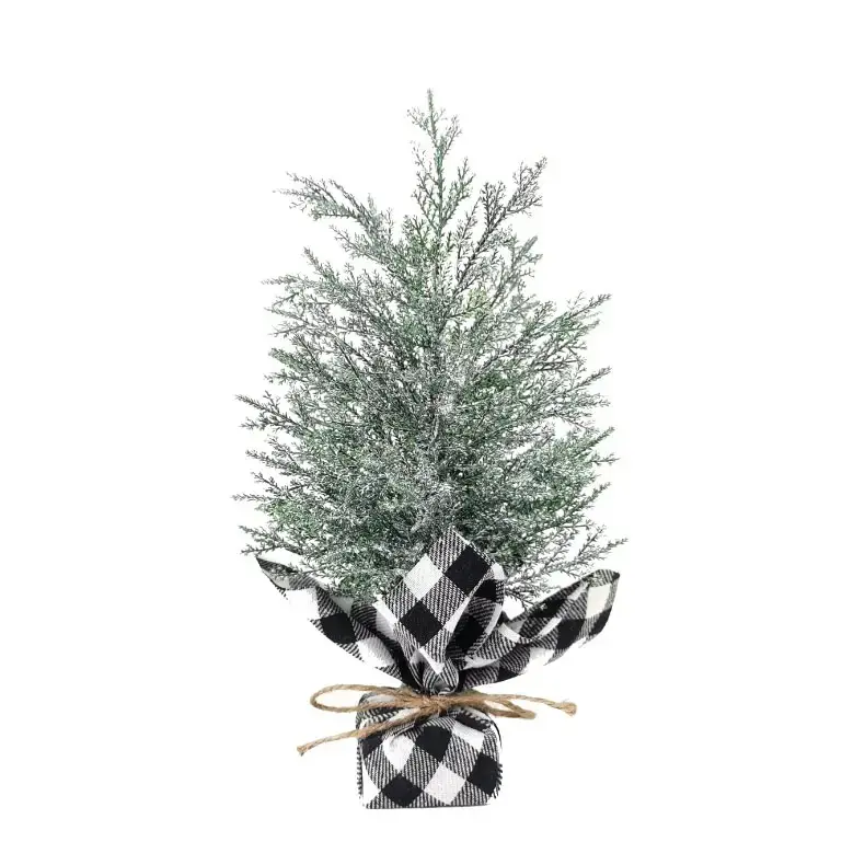 Kerst Indoor Groene Takken Wit Ceder Pvc Licht Op Een Kleine Kerstboom Met 1 '1.5' 2 '2.5' Mini Tafelblad Ornament