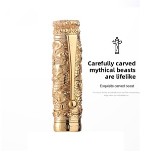 Juego de pluma estilográfica de caligrafía de dragón en relieve de Metal de estilo chino Retro de lujo chapado en oro grande para estudiantes Finanzas Rilievo - Product Image 3