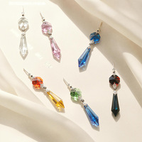 Boule de cristal en verre, perles octogonales colorées, pendentifs en perles pointues de 38mm, ornements suspendus, décorations lumineuses
