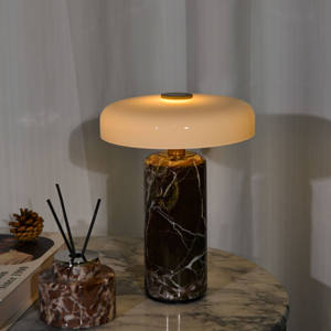 מנורת שולחן משיש וזכוכית נטענת עם תאורת לד, עמעום מגע, מנורת אווירה דקורטיבית לבית קפה/מסעדה, מנורת שולחן דקורטיבית מאבן לעיצוב הבית - Product Image 1