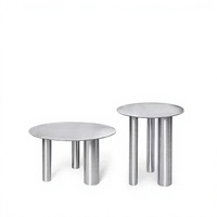 Table basse ronde en acier inoxydable brossé, table centrale en métal, mobilier moderne pour salon
