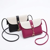 Sac bandoulière mini 2026 pour femme, style coréen, en cuir PU color block, avec rabat enveloppe et pendentif cerf