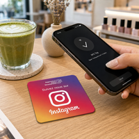 Autocollant personnalisable NFC 213 en PVC époxy avec code QR, étanche, pour carte cadeau, avis TikTok/Yelp, menu, carte de visite, hôtel, RFID