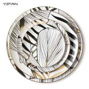 Hot Sale Gold Rimmed Charger Plates Fancy Gold Ceramic <b>Dinnerware</b> Dishes <b>for</b> Wedding Party Event Rental Fine Bone - Product Image 2