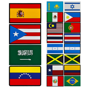 Écussons de drapeaux nationaux 3D en PVC, caoutchouc et silicone, drapeau multinational avec patch auto-agrippant - Product Image 1