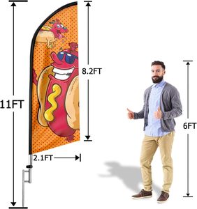 11FT không có gió bãi biển cờ Hợp kim nhôm Cột cờ thép không gỉ mặt đất Cổ Phần xách tay lông hình dạng Hot Dog swooper Cờ biểu ngữ - Product Image 6