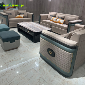 Lujoso sofá moderno de estilo italiano con sillón reclinable-Comodidad de cuero beige para villas y discotecas, de estilo moderno, de lujo, de estilo beis, para el 2017 - Product Image 4
