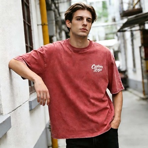 T-shirt personnalisé vintage <span class=keywords><strong>délavé</strong></span> à l'acide 100% coton avec impression sérigraphique écologique et motif <span class=keywords><strong>délavé</strong></span> au soleil pour hommes - Product Image 1