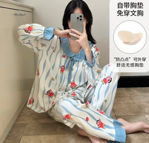 Nueva Ropa <span class=keywords><strong>de</strong></span> Casa para Otoño, Pijamas para Mujer, Lindos Pijamas con Estampado <span class=keywords><strong>de</strong></span> Flores <span class=keywords><strong>de</strong></span> <span class=keywords><strong>Hello</strong></span> <span class=keywords><strong>Kitty</strong></span>, Camisones Cómodos y Suaves - Product Image 6