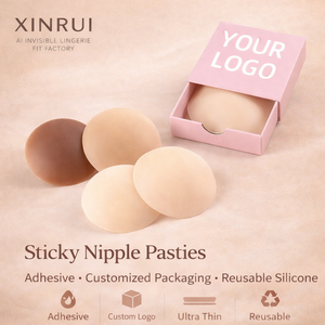<span class=keywords><strong>Cache</strong></span>-tétons adhésifs personnalisés pour femmes, emballage en boîte, fins, sans couture, réutilisables, en silicone - Product Image 1