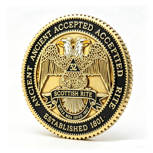 Moneda Conmemorativa de Aleación de Zinc con Impresión UV y Esmalte, Diseño de Águila de Dos Cabezas del Rito Escocés, Regalo para Navidad y el Día de la Madre - Product Image 4