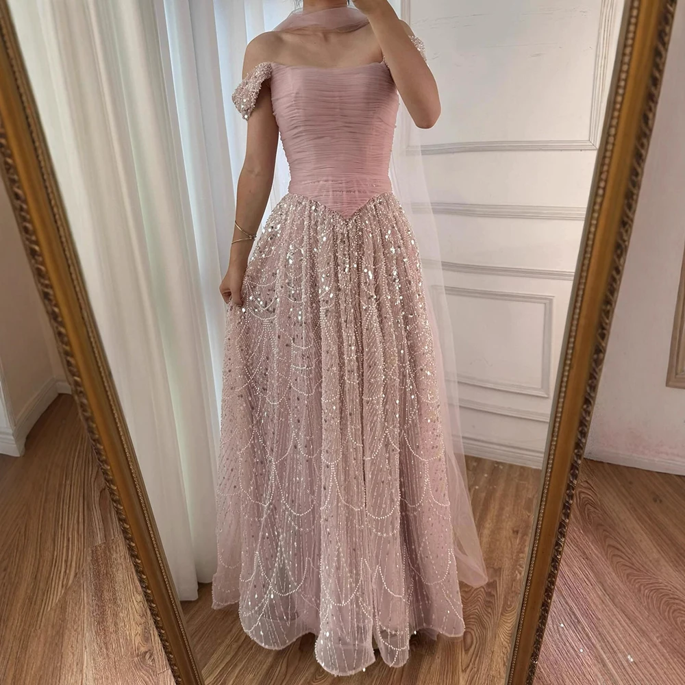 strapless open back dress Avielle Premium Satin Strapless Corset Gown in Blush Pink main image 1