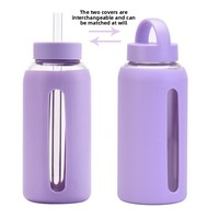 Bouteille portable d'extérieur Helen en verre borosilicate haute résistance, anti-fuite, grande capacité, avec poignée et couvercle, 800 ml, compatible lave-vaisselle et micro-ondes, sans BPA