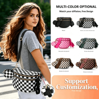 Sac à bandoulière personnalisé résistant à l'eau et durable avec pochette pour écouteurs pour les sports de plein air, sac à bandoulière en tissu écossais pour femmes