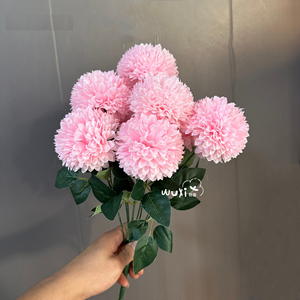 Bouquet floral artificiel fait main à 9 têtes, grande boule, décoration pour la fête des mères, <span class=keywords><strong>Dahlia</strong></span>, Chrysanthème, Œillet, Pissenlit, Long - Product Image 3