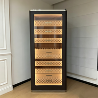 Armoire à cigares verticale grande capacité à double compartiment en bois de cèdre
