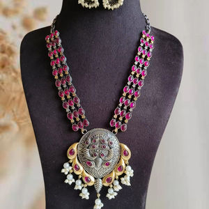 Top Indian Manufacturer's Indo Western Temple <b>Jewellery</b> Necklace <b>Set</b> <b>Gold</b> Plating for Weddings Artificial <b>Jewellery</b> Wholesalers - Product Image 1