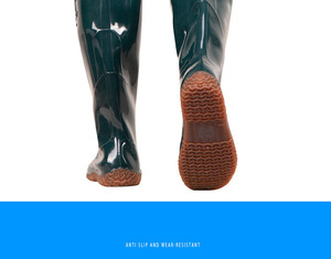 Pantalon mi-eau vert et <span class=keywords><strong>bottes</strong></span> <span class=keywords><strong>de</strong></span> pluie antidérapantes Pantalon <span class=keywords><strong>de</strong></span> pataugeoire imperméable aux genoux pour la <span class=keywords><strong>pêche</strong></span> et la plantation - Product Image 4