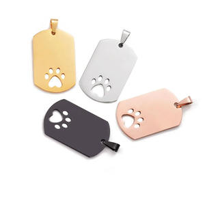 Tag nama Tag Id anjing logam Tag hewan peliharaan kosong baja tahan karat Logo cakar hitam - Product Image 5