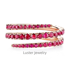 Anillo de rubí dorado de moissanita, joyería de brillo, color rojo sangre, 10/14/18k - Product Image 3