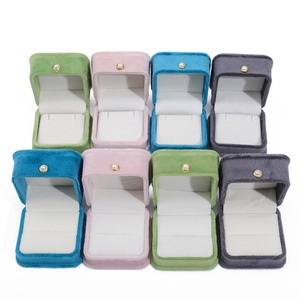 Jewelry Packaging <b>Box</b> Velvet OEM Wholesale Price <b>Ring</b> Necklace Storage Case Pearl Button Jewelry Gift <b>Box</b> - Product Image 2