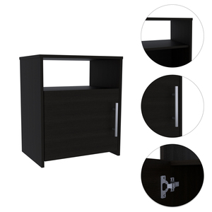 Nordico Nightstand One <b>Shelf</b> Single Door Cabinet Metal Handle Black Storage <b>Unit</b> Bedroom Furniture - Product Image 3