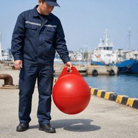 Esfera de Flotación Roja de 400 mm de PE de Alta Resistencia OEM Personalizada, Punto de Anclaje Único, Anticorrosión, para Tuberías Marinas