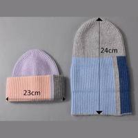 16 jaar fabriekservaring, op maat gemaakte wintermutsen van konijnenwol, gebreide schedelmutsen, warme zachte mutsen met contrastkleuren voor dames