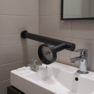 Portarrollos de Papel Higiénico de Acero Inoxidable SUS304, Montado en la Pared, Negro Mate, Resistente al Óxido, Diseño Moderno, Forma Circular, Accesorio de Baño - Product Image 2