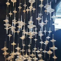 Lustre en cristal de verre transparent en forme de vaisseau spatial, grand projet moderne ovale, luxe, LED, pour hall d'hôtel, villa, luminaire suspendu