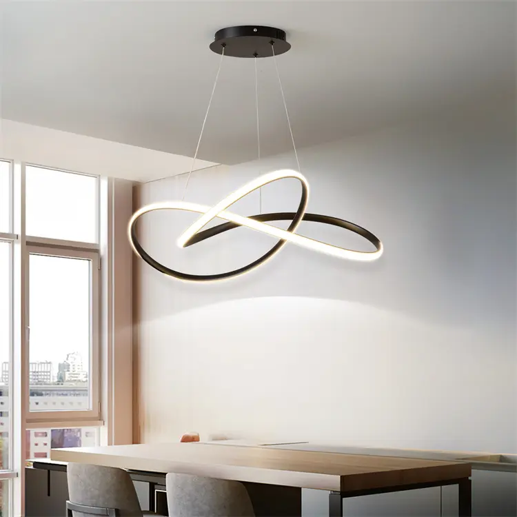Modern Minimalist Luxury Round Globe Black Ring Dining Room Ceiling Hanging Black Fancy Led Smart Home Lighting Chandeliers