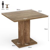 Table à manger pour 4 personnes, 90 cm x 80 cm x 75 cm, petite table de cuisine avec base robuste, table de salle à manger de style farmhouse