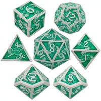 Dés polyédriques Feeron personnalisés en alliage de zinc bleu gravé, écologiques, motif écaille de dragon, 7 pièces, pour jeux de rôle D&D, fantastiques, science-fiction, modernes