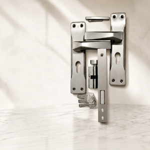 Ensemble de poignées de porte en acier inoxydable avec serrure à mortaise et clés pour cuisine et salle de bain - Résistant à la rouille, installation facile - Product Image 1