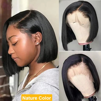 Mode européenne et américaine vin-rouge cheveux raides perruque frange perruque tête ensemble dentelle